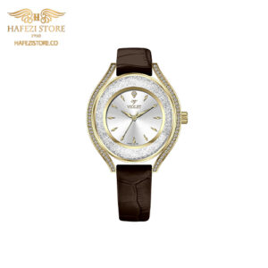 ساعت مچی زنانه ویولت مدل 0622metal بند چرمی - طلایی - صفحه سفید