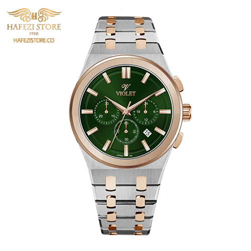 ساعت مچی مردانه ویولت مدل 0602/2metal رزگلد - صفحه سبز