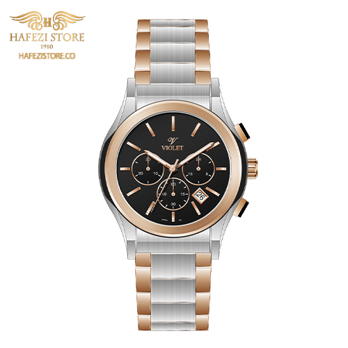 ساعت مچی مردانه ویولت مدل 0564/2metal رزگلد - صفحه مشکی