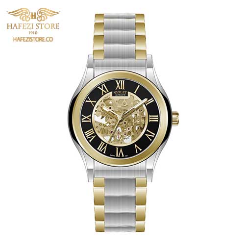 ساعت مچی مردانه ویولت اتوماتیک مدل 0562/2metal طلایی- صفحه مشکی