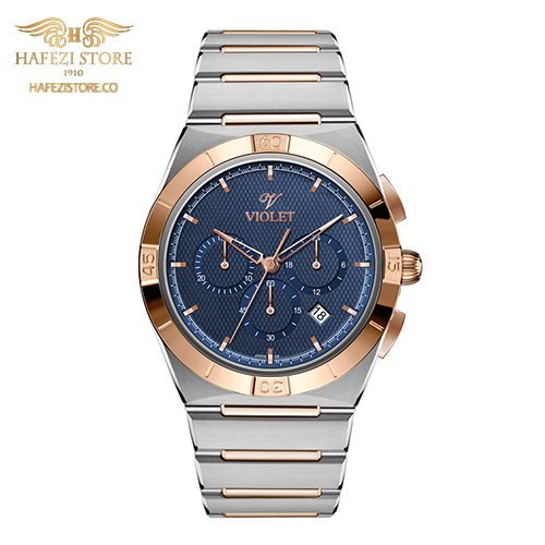 ساعت مچی مردانه ویولت مدل 0614/2metal رزگلد - صفحه سورمه ای