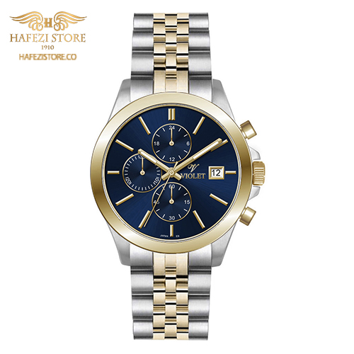 ساعت مچی مردانه ویولت مدل 0566/2metal طلایی - صفحه سورمه ای