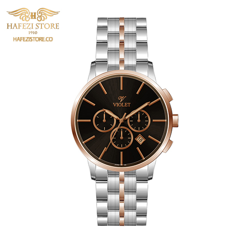 ساعت مچی مردانه ویولت مدل 0595/2metal رزگلد- صفحه مشکی