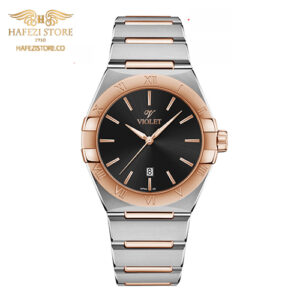 ساعت مچی مردانه ویولت مدل 0603/2metal رزگلد- صفحه مشکی
