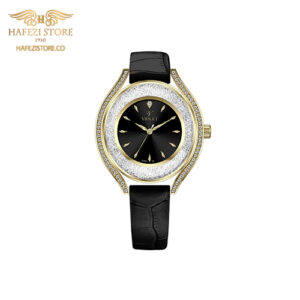 ساعت مچی زنانه ویولت مدل 0622metal بند چرمی - طلایی - صفحه مشکی