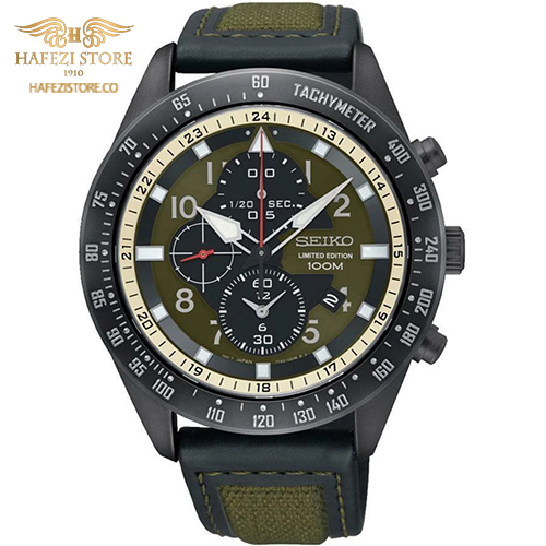 مردانه اسپرت بند چرم طبیعی با روکش پارچه تولید محدود کرونوگراف نمایش تاریخ سرعت سنج تولید محدود سرعت سنج (تاچیمتر) کورنوگراف چرمی چند عقربه (چند موتور) شب نما تقویم کوارتز شنا اسپرت مردانه مقاوم در برابر آب تا 100 متر (غواصی کم عمق) اصالت کشور ژاپن