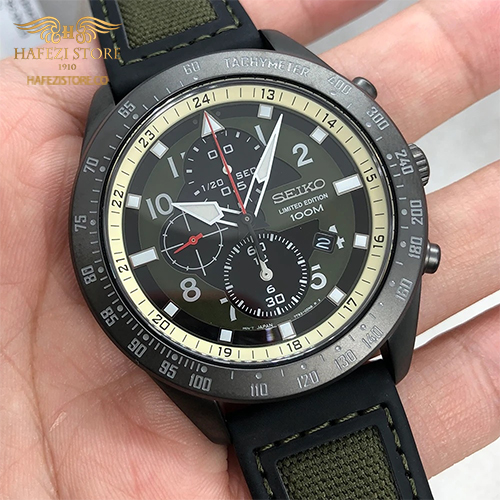 مردانه اسپرت بند چرم طبیعی با روکش پارچه تولید محدود کرونوگراف نمایش تاریخ سرعت سنج تولید محدود سرعت سنج (تاچیمتر) کورنوگراف چرمی چند عقربه (چند موتور) شب نما تقویم کوارتز شنا اسپرت مردانه مقاوم در برابر آب تا 100 متر (غواصی کم عمق) اصالت کشور ژاپن