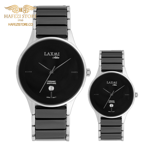 ساعت مچی ست زنانه مردانه لاکسمی مدل 1L-85107 و 1G-85107 نقره ای -مشکی - صفحه مشکی